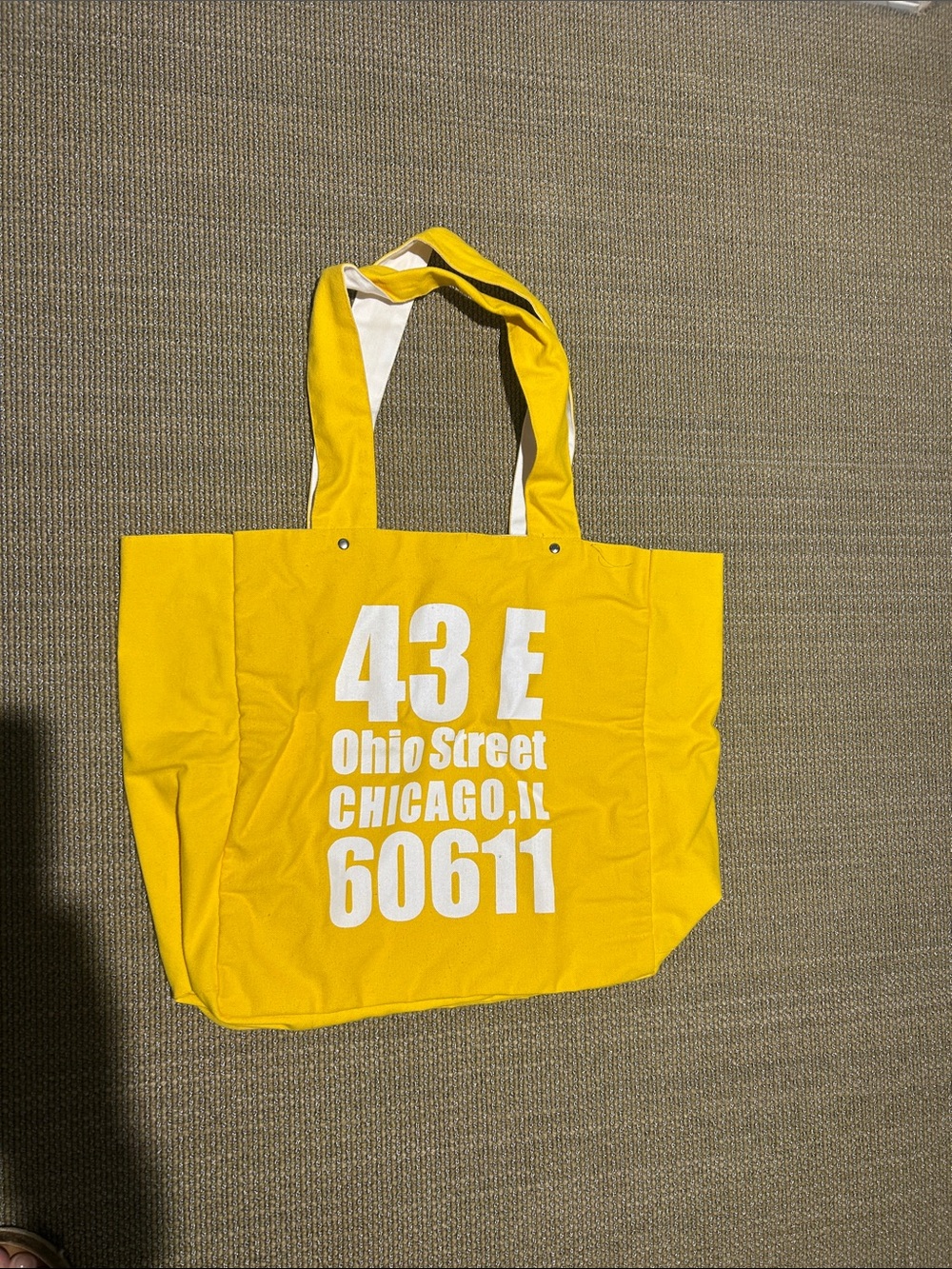 Yellow Canvas Tote Bag with White Text
